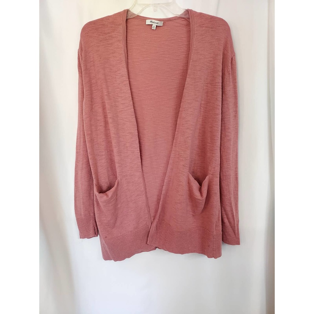 Madewell Fall Long Rose Color Cardigan with front Pockets. Size XS